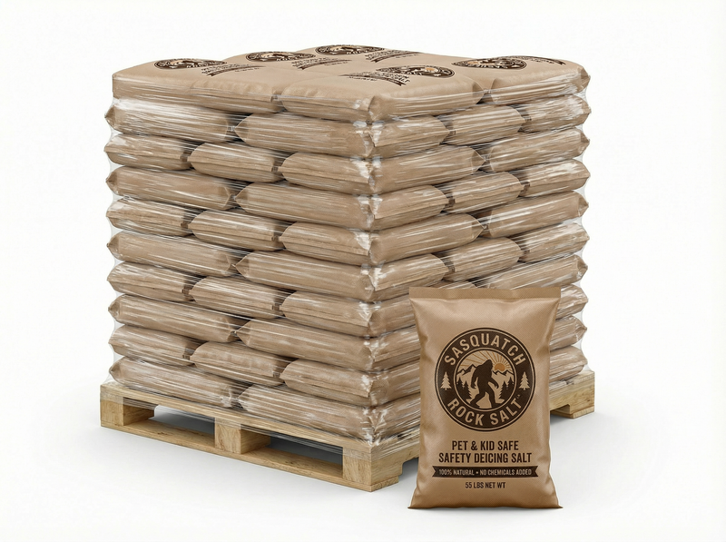 SASQUATCH ROCK SALT™ Natural Ice & Snow Melt - Bulk - 1M+ SF - 55 LB BAGS - 2200 LBS